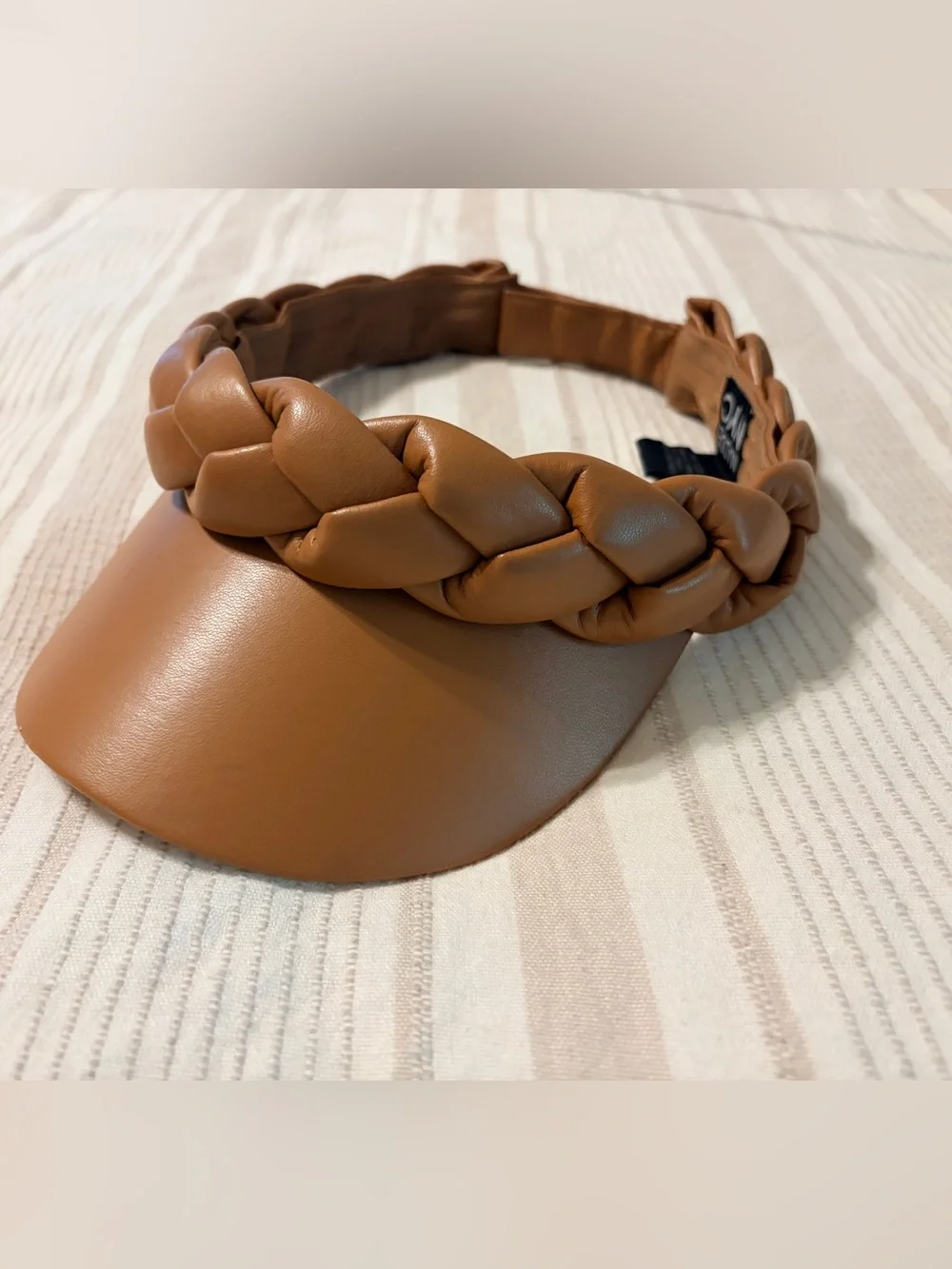 Madden NYC Braided Faux Leather Visor Brown Tan Adjustable One Size